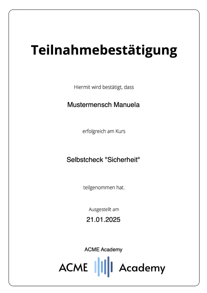 Beispiel-Teilnahmebestätigung